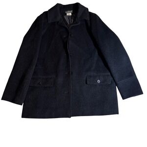 Vintage Harvé Benard Black Wool Alpaca Coat Dark Academia Old Money|Wms 12